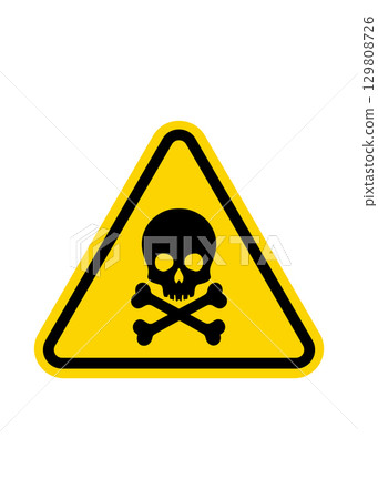 Hazard or warning sign with skull and bones. Vector illustration. Stock illustration 129808726