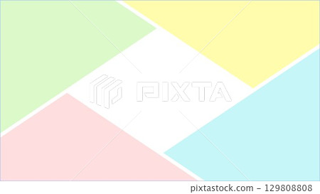 Horizontal colorful pastel frame background illustration, photo division layout, title diamond, geometric 129808808