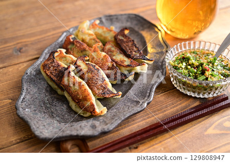 Chinese chive sauce dumplings 129808947