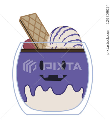 Halloween Mini Parfait with Blueberry Sauce 129809034