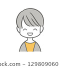 Illustration of a short-haired woman smiling with her eyes closed 129809060