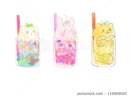 彩色動物冰淇淋 129809085