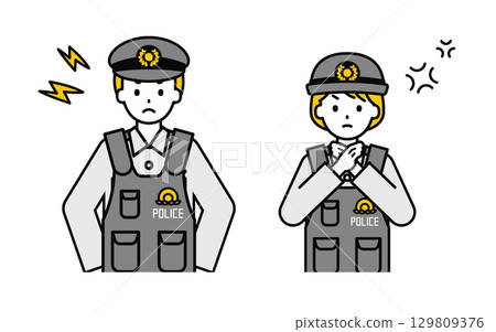 簡單的警察男女_憤怒 129809376