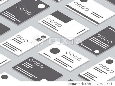Illustration of many business cards lined up 3 Illustration of many business cards lined up 3 129809571