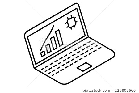 Fintech icon for image of investment advice using AI, black and white 129809666