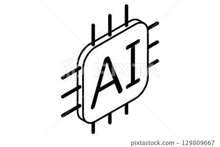 AI fintech icon, black and white 129809667