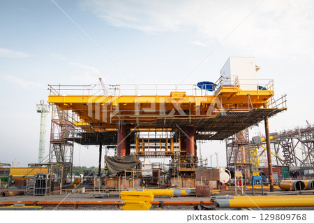 Oil rig construction for exploration and drilling crude oil. Oil rig construction for exploration and drilling crude oil. 129809768