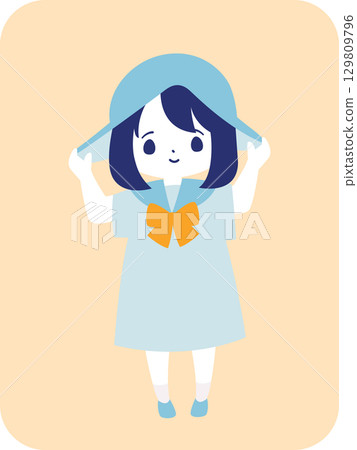Cute girl wearing a sailor suit Cute girl wearing a sailor suit 129809796