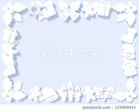 白色聖誕節裝飾3DCG框架 129809953