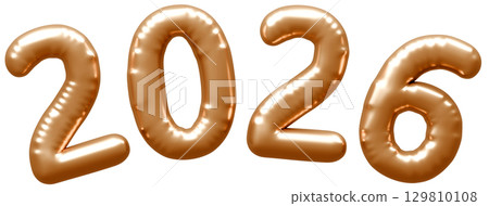 3D Balloons 2026 Gold 129810108