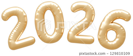 3D Balloons 2026 Gold 129810109
