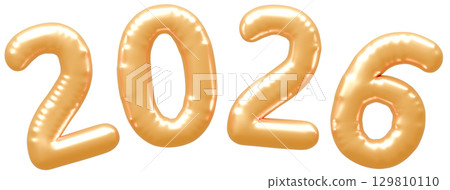 3D Balloons 2026 Gold 129810110