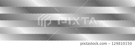 Oblique stripe halftone gradient texture. Slanted lines gradation background. Black and white parallel diagonal wallpaper. Repeating striped pattern backdrop. Vector abstract Doppler effect concept 129810150