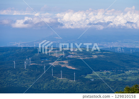 A cluster of windmills stretching from the plateau to the sea A cluster of windmills stretching from the plateau to the sea 129810158