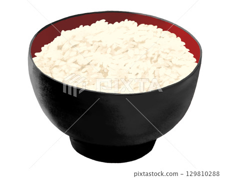 White rice (black and red bowl) White rice (black and red bowl) 129810288