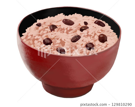 Red rice (red and black bowl) - Stock Illustration [129810290] - PIXTA