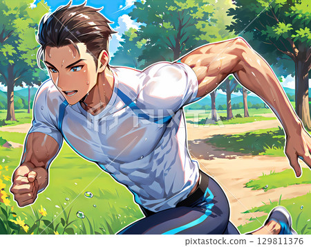 一個認真奔跑的男人 129811376