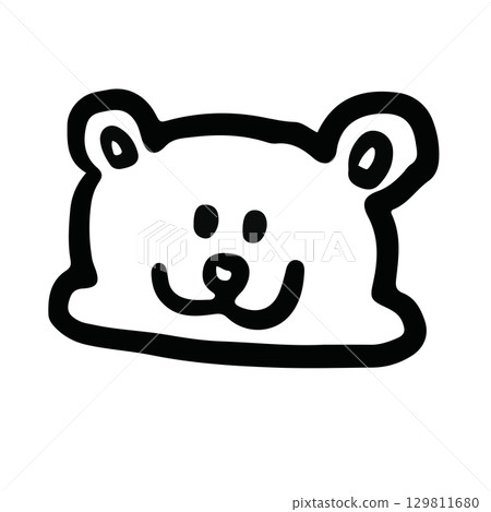 Hand drawn teddy bear outline for kid colouring book, art, sketch, cartoon character, comic, toy, animal, sticker, zoo, souvenir shop, fabric print, decoration, icon, brooch, standee, happy emoji 129811680