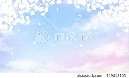 天空中的櫻花剪影 129812103
