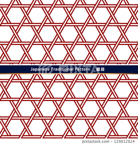 Traditional Japanese pattern material. Seamless Japanese-style design material of Kagome pattern. 129812824