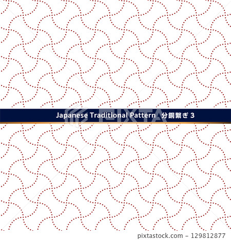 Traditional Japanese pattern material. Seamless Japanese design material made of dotted lines. 129812877