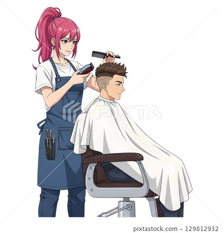 Barber people working character cartoon design. 129812932