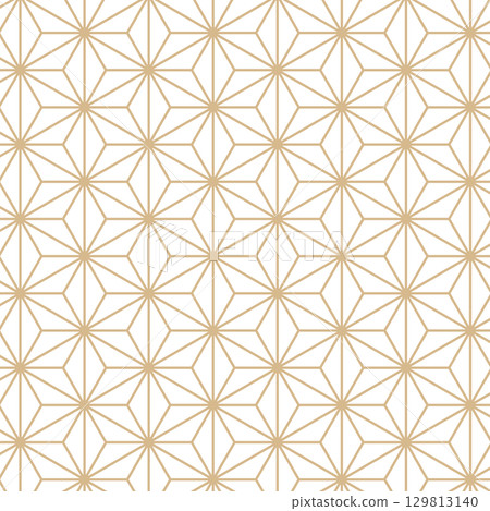 Traditional Japanese pattern material. Seamless Japanese design material using hemp leaf pattern. Traditional Japanese pattern material. Seamless Japanese design material using hemp leaf pattern. 129813140