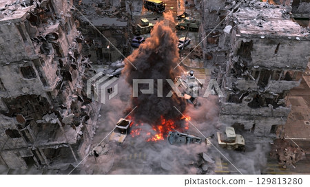 城市景觀遭受攻擊 129813280