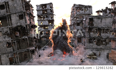 城市景觀遭受攻擊 129813282