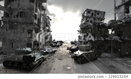 城市景觀遭受攻擊 129813284