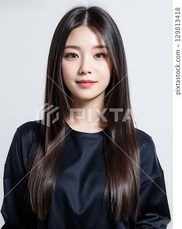 A woman in a black dress 129813418