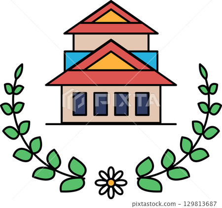 A house with a large leafy border 129813687