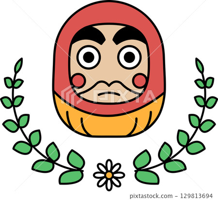 A black and white drawing of a face with a flower in the background 129813694