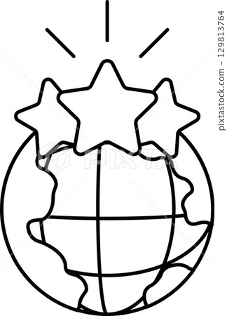 A globe with three stars on it 129813764