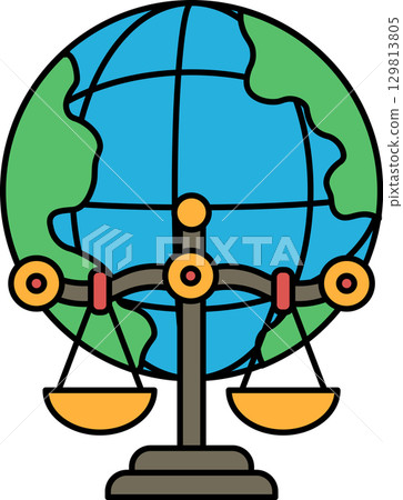 A black and white drawing of a globe with a scale on top of it A black and white drawing of a globe with a scale on top of it 129813805