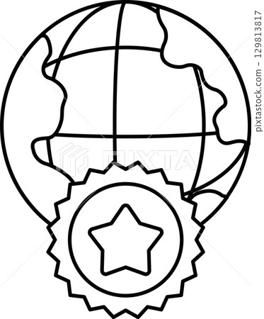A globe with a star on it 129813817