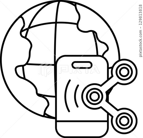 A phone is shown with a globe in the background 129813818