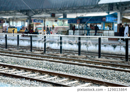 Indian Railway Platform with Passengers at Jodhpur Junction Indian Railway Platform with Passengers at Jodhpur Junction 129813864