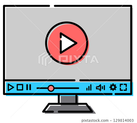 Illustration of playing online videos and paid broadcasts on a computer Illustration of playing online videos and paid broadcasts on a computer 129814003