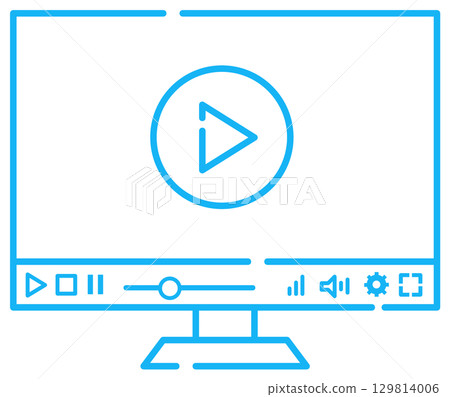 Illustration of playing online videos and paid broadcasts on a computer 129814006
