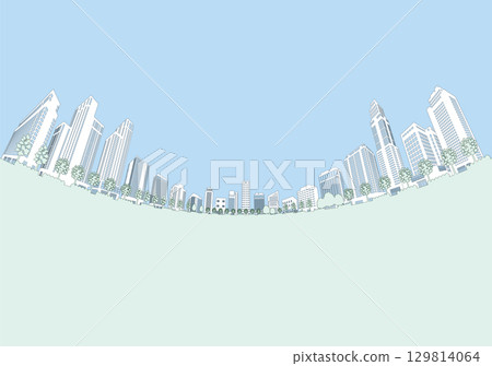 Cityscape silhouette illustration. Big city image illustration. 129814064