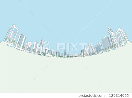 城市景觀剪影插圖。大城市圖像插圖。 城市景觀剪影插圖。大城市圖像插圖。 129814065