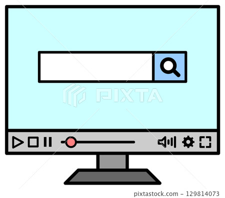 Illustration of operating a computer screen to search for information online 129814073