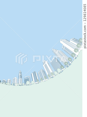 城市景觀剪影插圖。大城市圖像插圖。 129814085