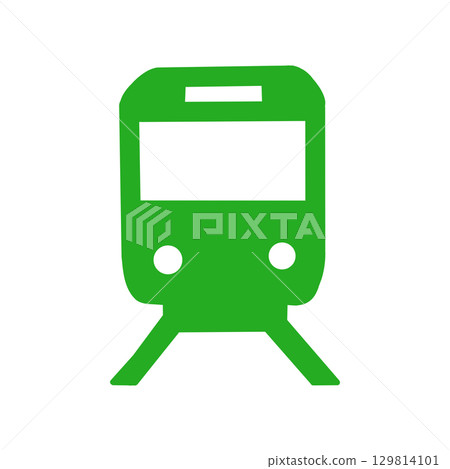 正面視圖火車圖示 - 白底黑色輪廓 129814101