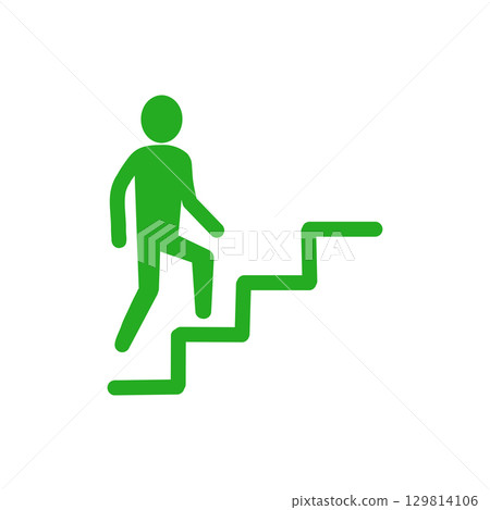 Stairs Climbing Icon – Person Walking Up Steps Sil 129814106