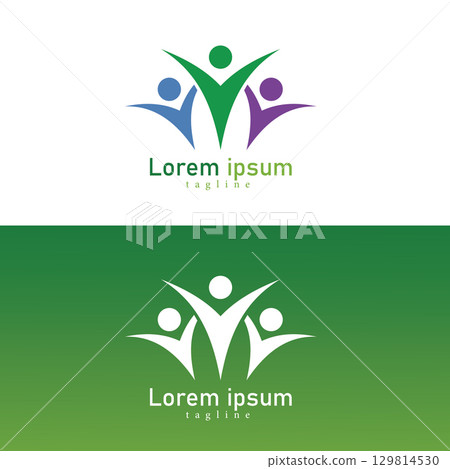 People Care Logo. Community family gradient logo design template People Care Logo. Community family gradient logo design template 129814530