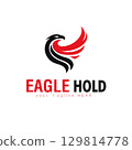 Modern Eagle Wing Logo Bold Red and Black Template for Professional Branding 129814778