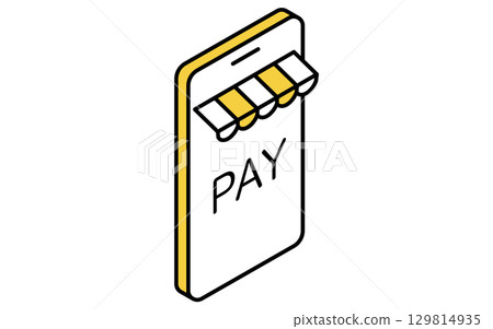 Isometric illustration of smartphone payment and online shopping Isometric illustration of smartphone payment and online shopping 129814935