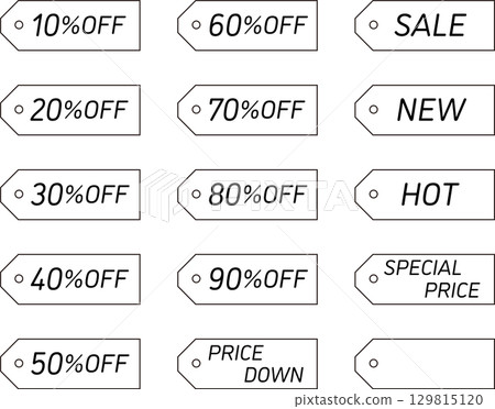 Simple sales tag-type frame set in monochrome Simple sales tag-type frame set in monochrome 129815120